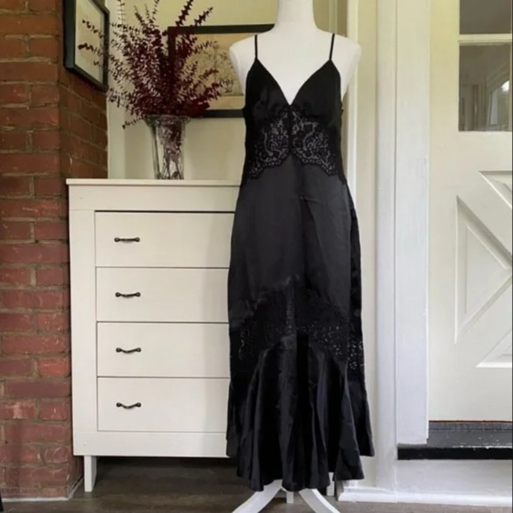 CAMI NYC Poppy Silk Slip Dress with Lace